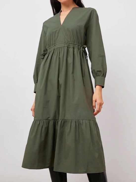 Rails Dresses & Skirts - Rails Maple Olive Smoke Drawstring Waist Tiered Midi Dress Medium